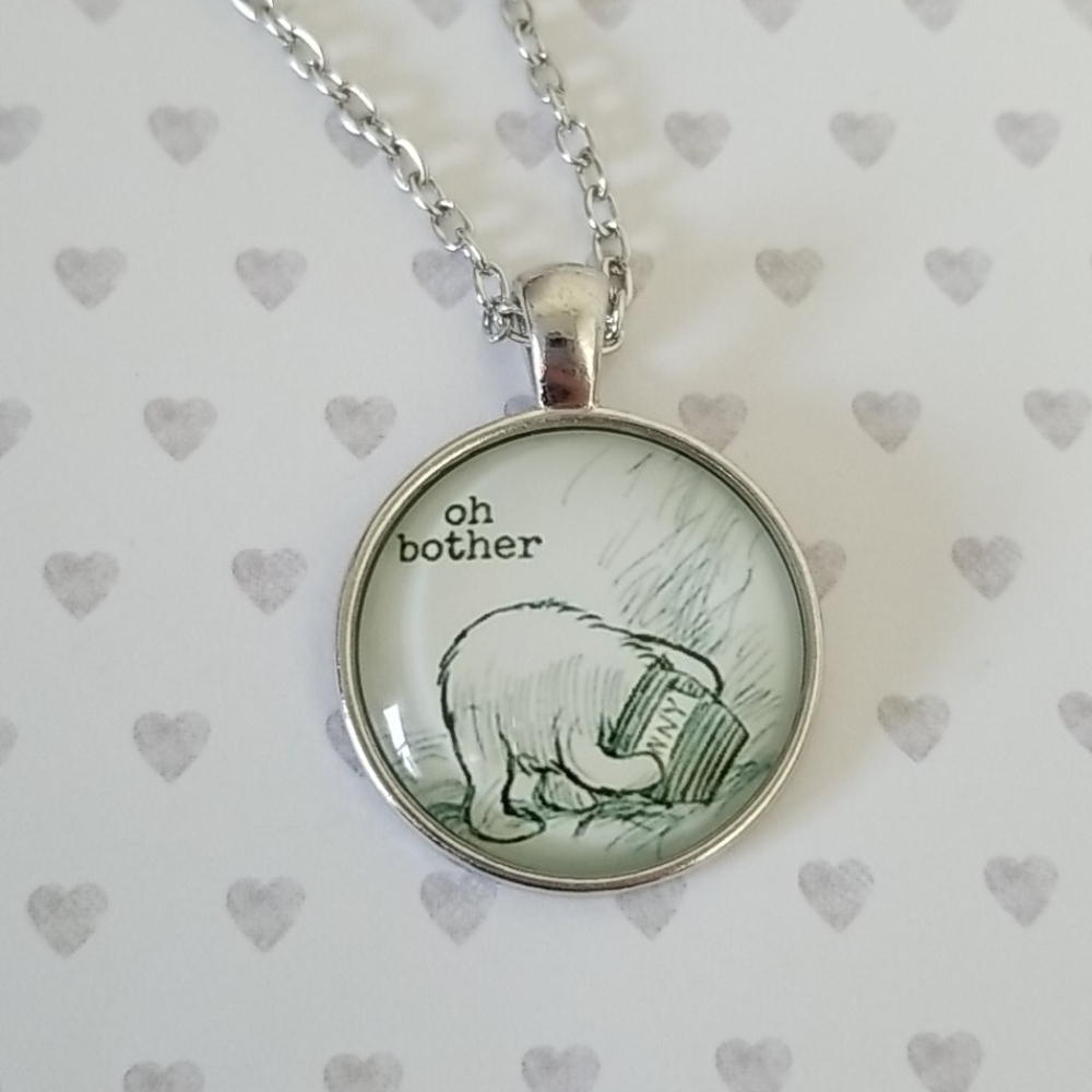 [SOLD] Winnie the Pooh "Oh Bother" Silver Necklace